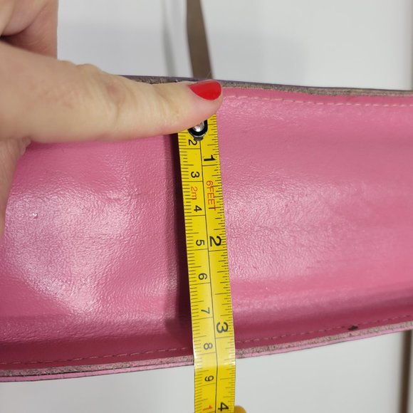 ⭐️Vintage Pink Purple Leather Kids School Bag Shoulder Strap Top Handle Retro - Picture 11 of 13